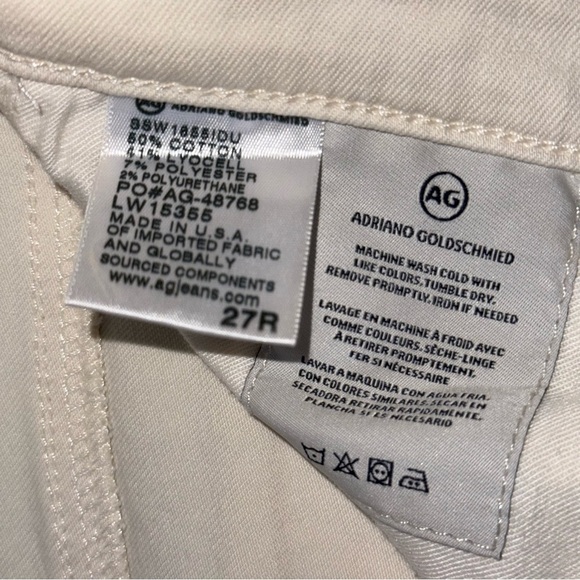 AG The Prima Ankle Jean Cream Slim Low Rise - Picture 7 of 11